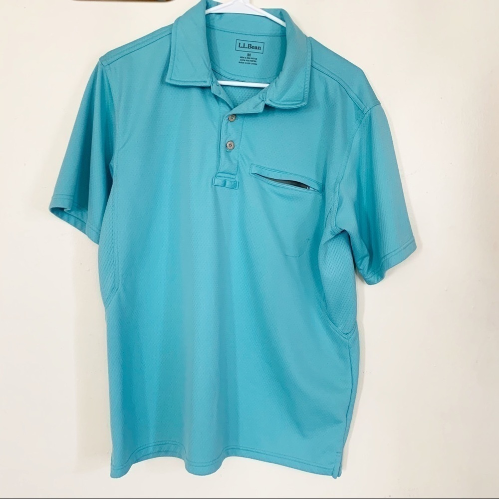 L.L Bean Regular Fit Polyester Polo Shirt Men’s Blue Medium